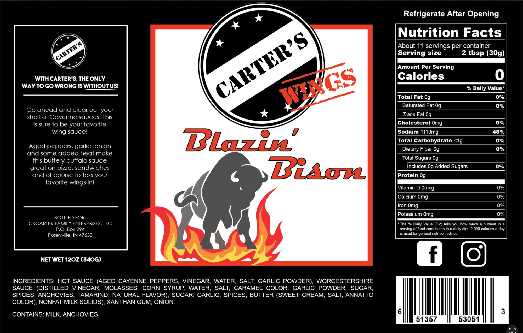 12oz Carter’s Blazin’ Bison